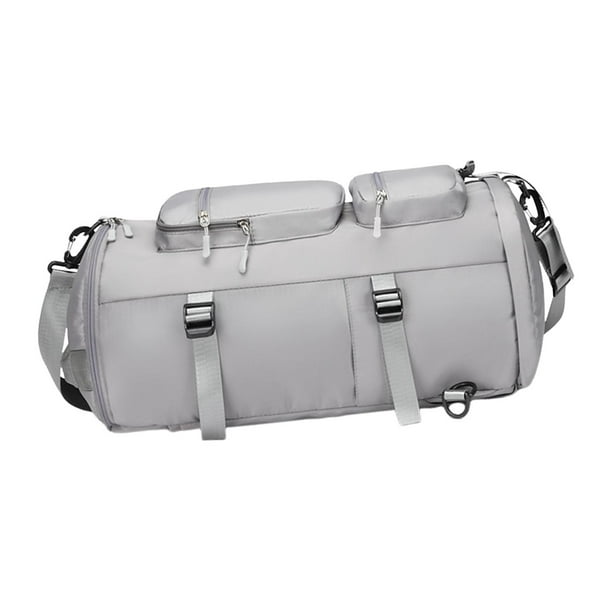 Mochila de lona grande, bolsa deportiva con compartimento para zapatos, resistente y resistente al agua. Gris