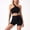 Black, variant on Workout Sets for Women Matching 2 Piece Seamless Ribbed Sports Bra One Shoulder Crop Top and High Waist Shorts Yoga Gym Tracksuits Outfits Active Set