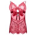 thumbnail image 4 of Lencería Sexy para mujer, Tanga, encaje de pestañas, lazo negro, tentación, picardías, ropa interior, cuello en V, vestido de noche, ropa de dormir, camisón + Tanga Fridja  nalpqowj48334, 4 of 8