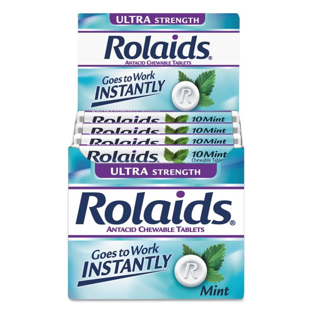 Rolaids Ultra Strength, Mint Flavor, 10 Chewable Tablets Per Roll ...