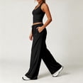 thumbnail image 4 of uvwlwu Women 2 Piece Workout Outfit Racerback Tank Top Waist Wide Leg Pants with Pockets Casual Set for Running Yoga Fitness Activities,L, 4 of 9
