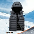 thumbnail image 3 of Afuyipoi Mens Puffer Vest with Detachable Hood, Zip Up Quilted Jacket with Zipper Pocket Fall Winter Outerwear Gray L, 3 of 7
