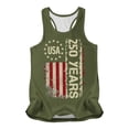thumbnail image 4 of Wang6 Womens 4th of July Racerback Tank Tops Plus Size Summer USA Flag Printed Sleeveless Tops Causal Patriotic Independent Day Loose Graphic Tshirts 0429liArmy Green XXXL, 4 of 5