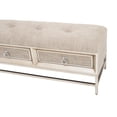 thumbnail image 5 of DecMode Linen Fabric Upholstered 2 Drawer Storage Bench with Tufted Seat and Ring Handles, Beige, 5 of 13