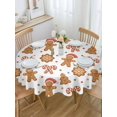 thumbnail image 2 of Round Tablecloth Cute Christmas Pattern Waterproof Oil Proof Polyester Table Cloth Cover Decor for Home Dining Outdoor,Patio,Parties, 54" Dia. Gingerbread Man Cane Candy Xmas Tree, 2 of 9