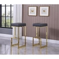 thumbnail image 2 of Dorrington Modern Faux Leather Backless Bar Stool in Gray/Gold (Set of 2), 2 of 2