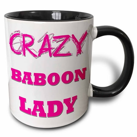

3dRose Crazy Baboon Lady Two Tone Black Mug 11oz