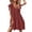 Wine, variant on Women's Casual Summer Ruffle Sleeve V Neck Button Down A Line Swing Party Dress Woman Party Dresses plus Size Work Clothes for plus Size Women Dress for Night Womens 3/4 Sleeve Dress Wrap Dress plus