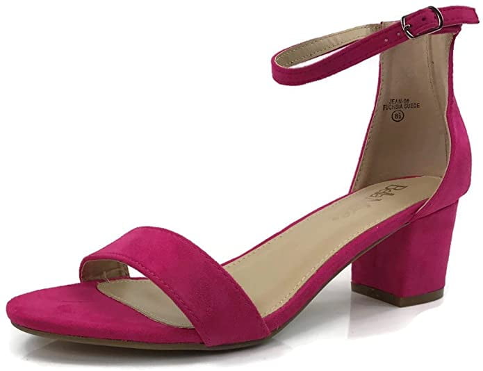 pink chunky heel sandals