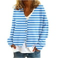 thumbnail image 2 of Women's Striped Cardigan Sweaters Fashion Casual Long Sleeve V Neck Button Knitted Jacket Fall Winter Outerwear New Fall Jackets for Women Trendy Light Blue XL, 2 of 5
