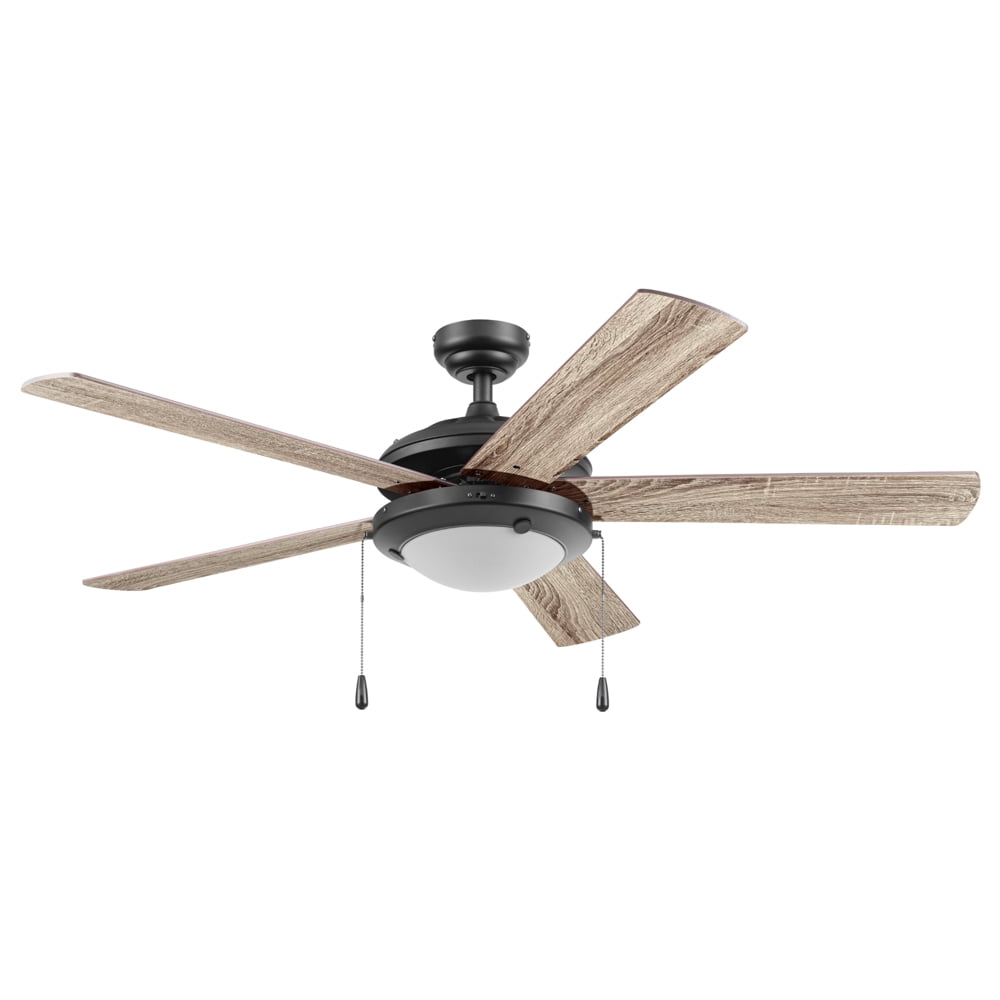 Mainstays 52" Matte Black Indoor Ceiling Fan with Light, 5 Blades, Pull Chain Control & Reverse Airflow