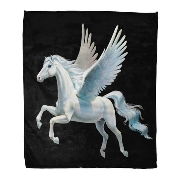 ASHLEIGH 50x60 inch Super Soft Throw Blanket Unicorn Pegasus Flying Horse White Fantasy Beautiful Beauty Home Decorative Flannel Velvet Plush Blanket