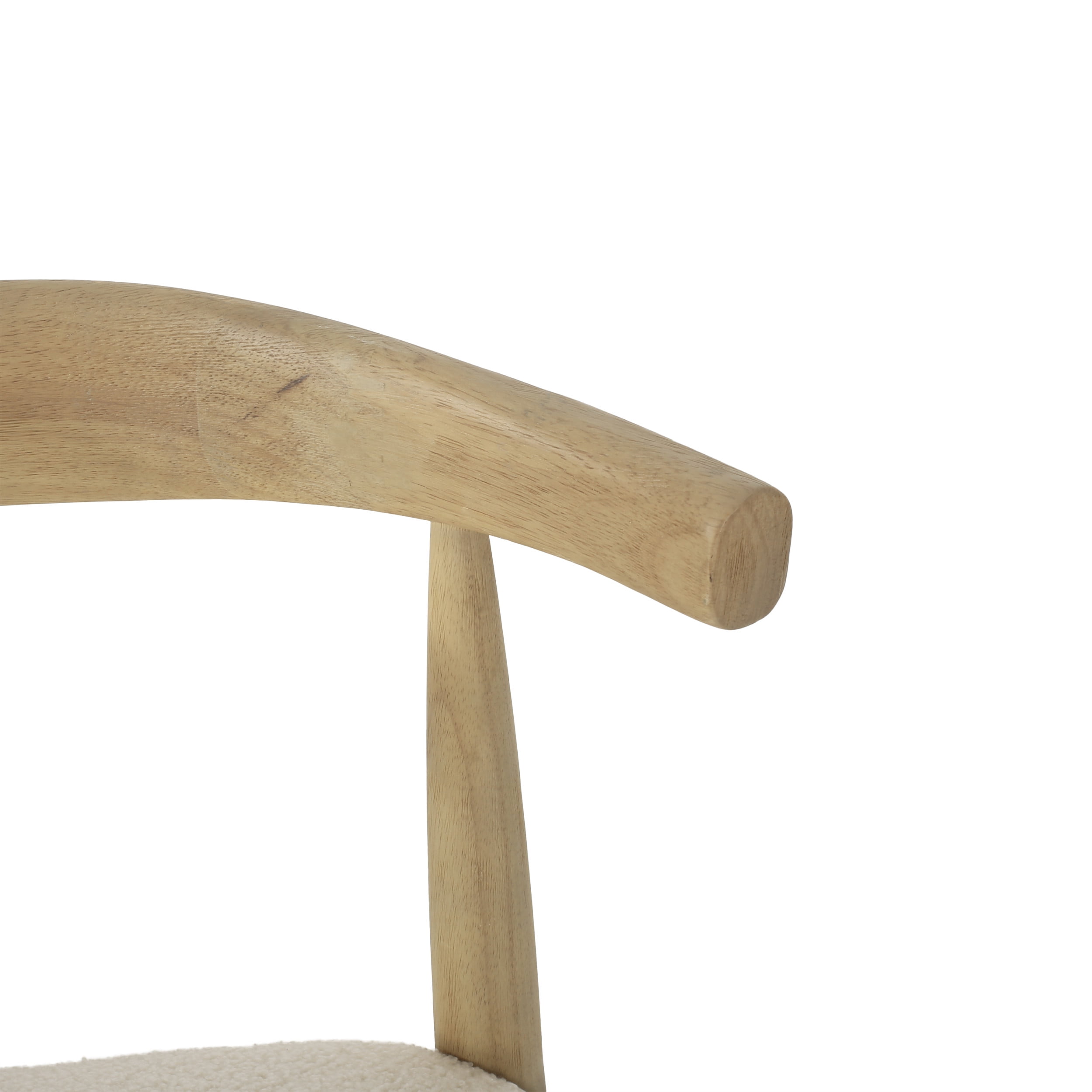 Noble House Cotterell Fabric and Wood Dining Chairs, Set of 2, Ivory Boucle and Light Ash