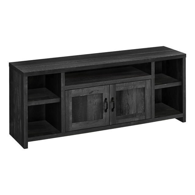 Monarch Specialties Tv Stand, 60 Inch, Console, Media Entertainment Center, Storage Cabinet, Living Room, Bedroom, Laminate, Black, Transitional