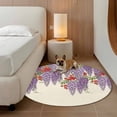 thumbnail image 2 of Spring Wisteria Round Area Rug 8Ft Washable Large Circle Rugs for Living Room Dorm, Purple Flowers Floral Leaves Botanical Beige Non-Slip Carpet Floor Mats Indoor Outdoor Carpet Runner Home Decor, 2 of 8