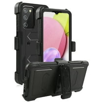 FIEWESEY for Samsung Galaxy A03S Phone Case,Heavy Duty Shock-Absorption/High Impact Resistant Armor Holster Defender Case with Kickstand   Swivel Belt Clip Holster for Samsung Galaxy A03S(Black)