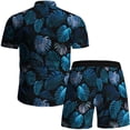 thumbnail image 3 of Danhjin Men's Hawaiian Shirt and Short Pants 2 Piece Vacation Outfits Sets Casual Button Down Beach Floral Suits on, 3 of 8