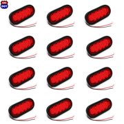(12) Trailer Truck LED Sealed RED 6 Inches Oval Stop/Turn/Tail Light Marine Waterproof