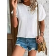 thumbnail image 2 of MORTTIC Women's Eyelet Embroidery Short Sleeve T-Shirt Summer Casual Crewneck Curved Hem Tops, 2 of 5