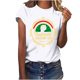 thumbnail image 1 of Tops de Manga Corta para las Mujeres de Ajuste Suelto, Día de la Independencia Negro Impreso, Cuello Redondo Suelto Superior, 1 of 4
