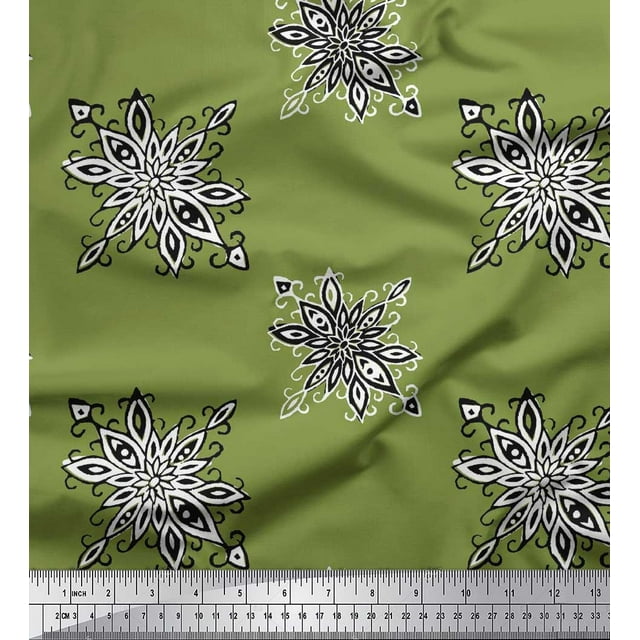 Soimoi Poly Georgette Fabric Floral Block Decor Fabric Printed Yard 42 Inch Wide
