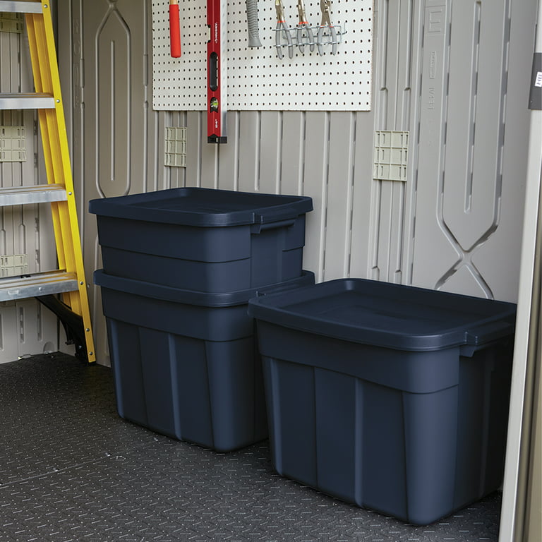 Rubbermaid 10 Gallon Stackable Storage Container, Dark Indigo Metallic (8  Pack)