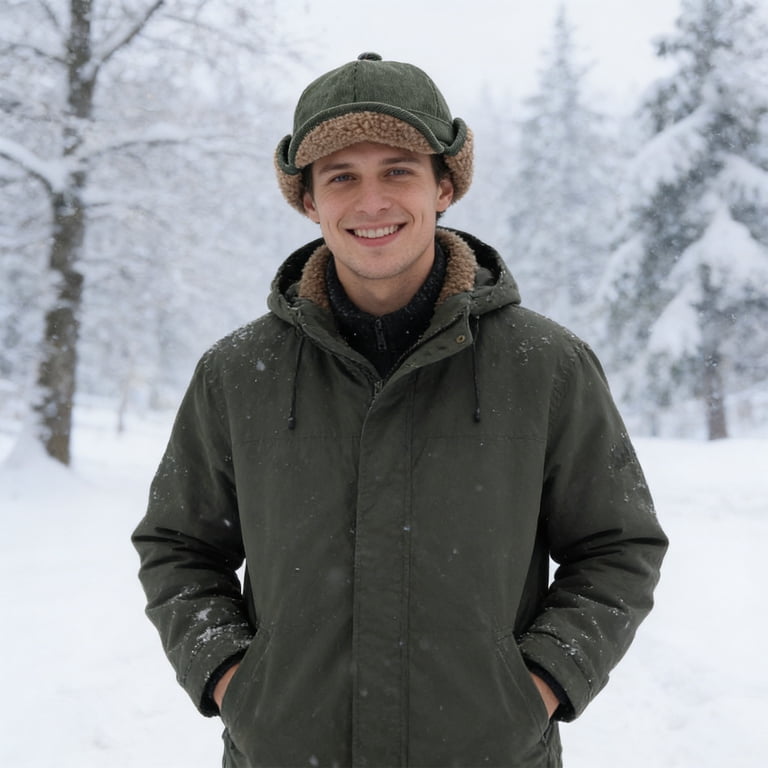 Winter Trapper Hat with Ear Flaps: Corduroy or Cotton Bomber  display picture 3
