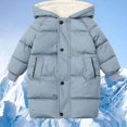 thumbnail image 3 of Teylalorva Outerwear Jackets for Girls Mid Length Hooded Down Cotton Puffer Coat with Pockets Winter Autumn（2-11） Blue Size 10, 3 of 9
