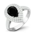 thumbnail image 2 of Mooneye 3.46 Ctw Black Spinel 925 Sterling Silver Pear Shape Halo Women Valentines Day Gift Ring, 2 of 3