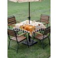 thumbnail image 3 of Outdoor Tablecloth with Umbrella Hole and Zipper, Fall Square Table Cloth 60x60 Inch Waterproof Tablecloth, Orange Pumpkin Autumn Maple Leaf Sunflower Black Plaid Picnic Table Cover for Patio Camping, 3 of 7
