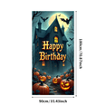 thumbnail image 3 of Halloween Themed Happy Birthday Banner with Pumpkins Bats and Haunted House Background Party Decoration Photography Prop Backdrop for Birthday Parties Halloween Events and Themed Celebrations, 3 of 7