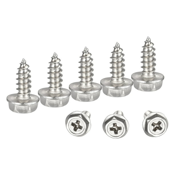 Tornillos autorroscantes Phillips con arandela hexagonal Uxcell M4 x 12mm de acero inoxidable 304, paquete de 50