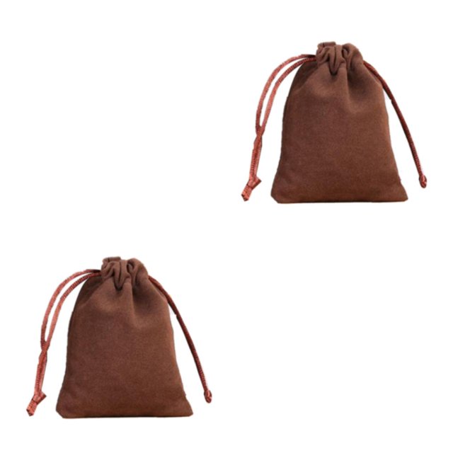 tssuouriy Jewellery Pouch Small Drawstring Bag Rings Packaging Goodies Handicrafts Mobile Phone Gifts Solid Drawable Pouches Coffee-8*10 2Set
