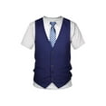 thumbnail image 4 of Eandarui Mens Two-Piece 3D Printed Tuxedo T-Shirt Short Sleeve Tie Vest Tux Shirt Fancy Dress Costume Blue XXL, 4 of 6
