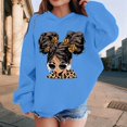 thumbnail image 3 of Little Girls Pullover Hoodie Sweatshirt Long Sleeved Printed Hooded Jacket Outerwear Cozy Pullover Sweatshirt Top Size 7T , Blue, 3 of 5