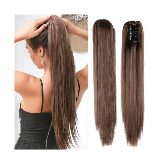 Ponytail Hair Extension 22Inch Synthetic Long Straight Claw Clip Ponytail Heat Resistant Straight Hair for Women