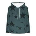 thumbnail image 4 of Women's Fleece Hoodies Trendy Star Graphic Long Sleeve Sweatshirts Drawstring Pullover Tops with Pocket Casual Loose Tops (XL, Army Green), 4 of 5