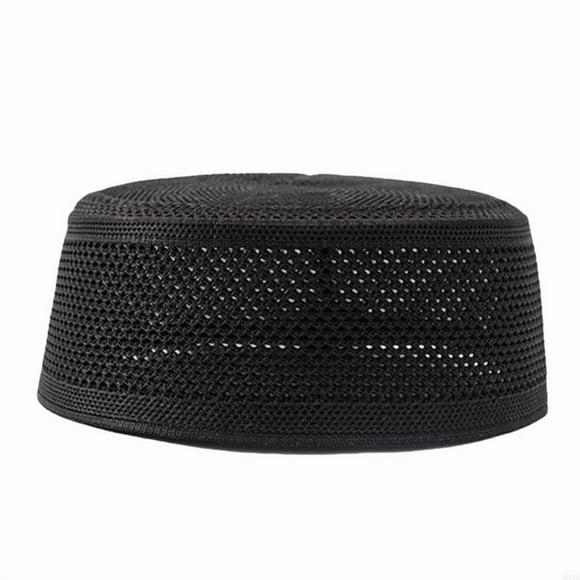 Turban for Adult Breathable Cotton Kufi Round Arabia Hat Islamic Beanie Hat Black L
