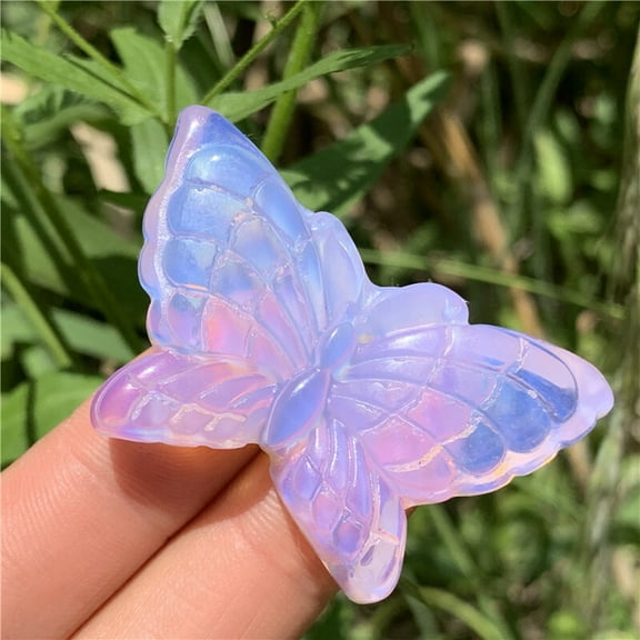 Crystland 2"  Natural Pink Opalite Butterfly Quartz Crystal Carved Skull Reiki healing Gift 2PCS