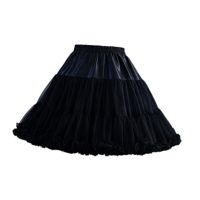 Baohd Jupon en Tulle Superposé Chiffon Crinoline pour Robe Costume Cosplay Noir 45cm 1Ensemble