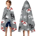 thumbnail image 3 of Gray Christmas Snowman Pattern Hooded Bath Towel，50"x30" for Ages 3 To 12 Kids, Quick Dry Lightweight Soft Microfiber Hood Beach Towel Cover Up for Kids, 3 of 7