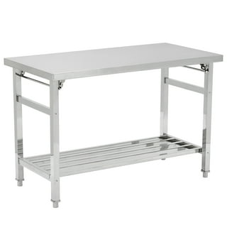 Dkeli 24" x 24" Food Prep Table Kitchen Work Table Stainless Steel Table Square Metal Kitchen ...
