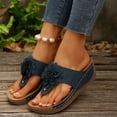 thumbnail image 5 of Bkhluea Women Flower Accent Wedge Flip Flop Sandals Slip On Comfortable Footwear For Casual Outdoor Beach Daily Activities, 5 of 7