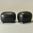 thumbnail image 3 of 23" Wide Faux Leather Upholstered Ottoman Set of 2, Mid-Century Modern Living Room Footrest with Soft Padded Seat, Footstool for Bedroom, Entryway or Living Room, Black, 3 of 9