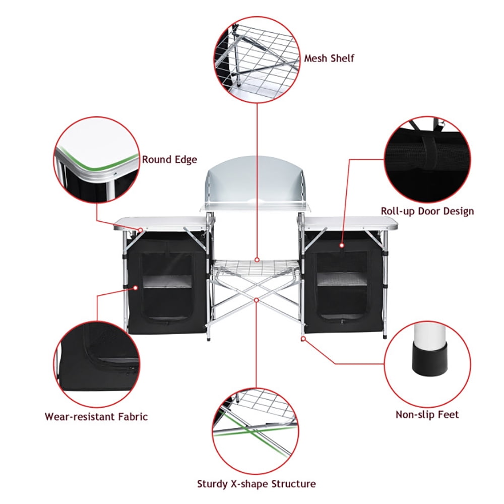 Aimee Lii Folding Camping Table with Storage Organizer, Portable Tables Folding for Outdoor