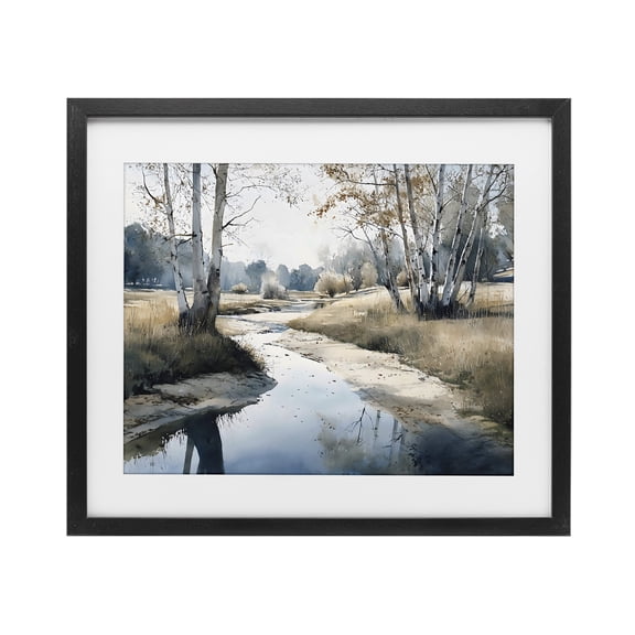 Stupell Industries Birch Tree Creek in Autumn Black Framed Print Under Glass, design by Franklyn Gregory