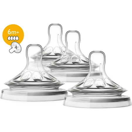 Philips Avent Natural Baby Bottle Nipple, Fast Flow Nipple 6M+, 4pk,