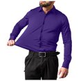 thumbnail image 2 of XDZJLR Mens Shirts Dress Solid Long Sleeve Stretch formal Business Button Down Tops, 2 of 4