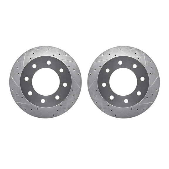 Dynamic Friction Company Rear Brake Rotors-Drilled and Slotted-Silver 7002-48068