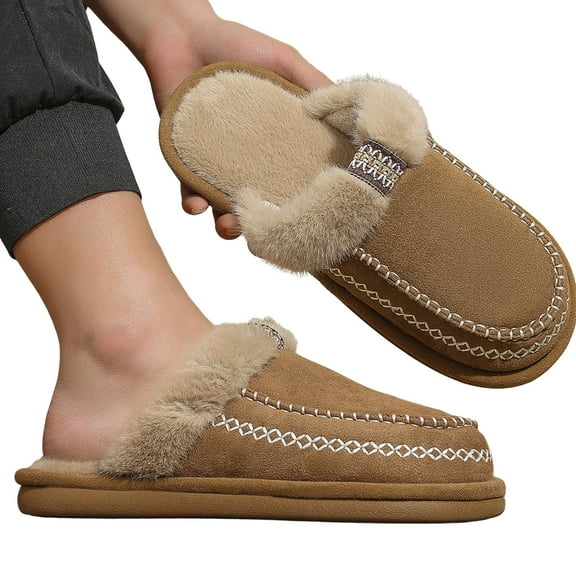 CHICVOMEY Warm Comfort Slippers for Women Memory Foam House Slippers with Non-Slip Sole - Plush Faux Fur Fuzzy Indoor Outdoor Slides